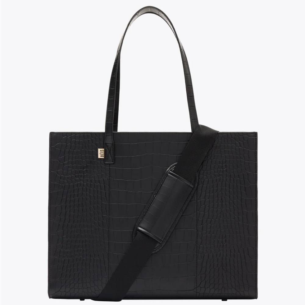 Bèis Large Work Tote in Black Croc
